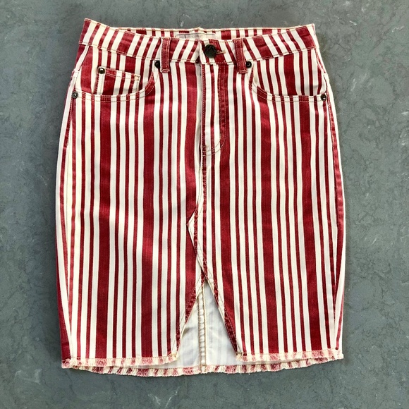 Free People Dresses & Skirts - Free People Striped Red and Cream Mini Skirt